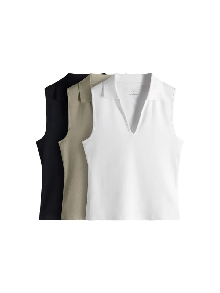 The Set Top azul noche / oliva / blanco