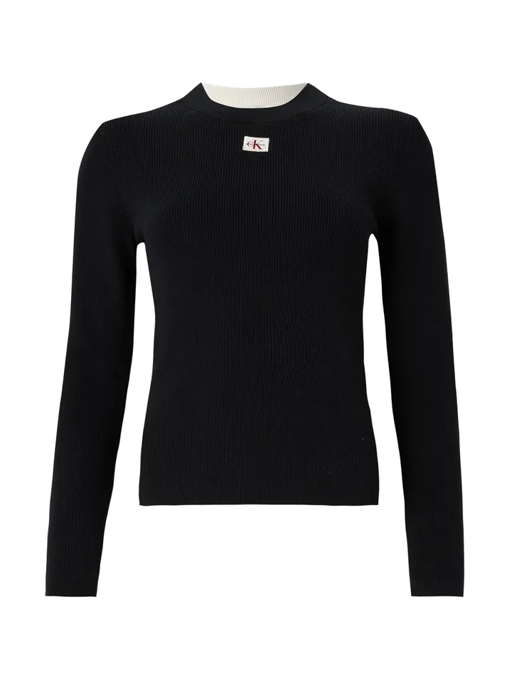 Calvin Klein Jeans Jersey 'Textured Long Sleeve'  negro