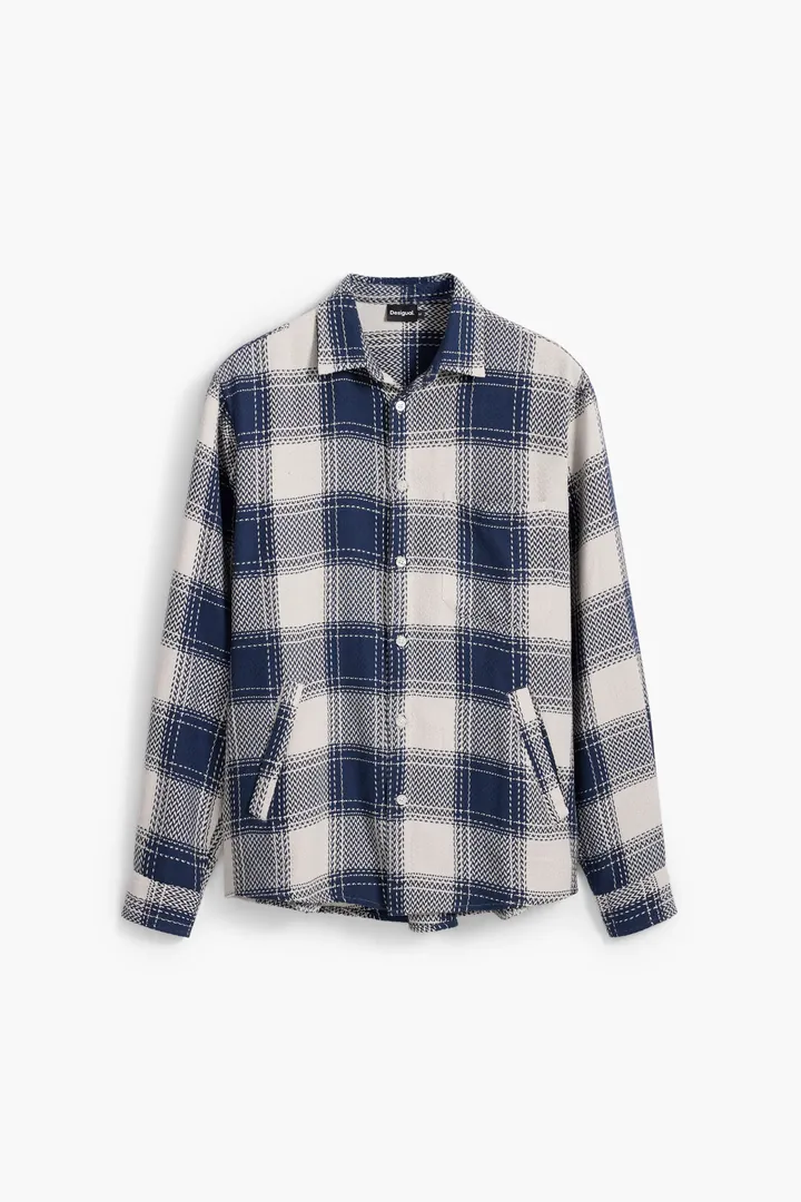 Desigual, Camisa cuadros, Algodon, Azul, L