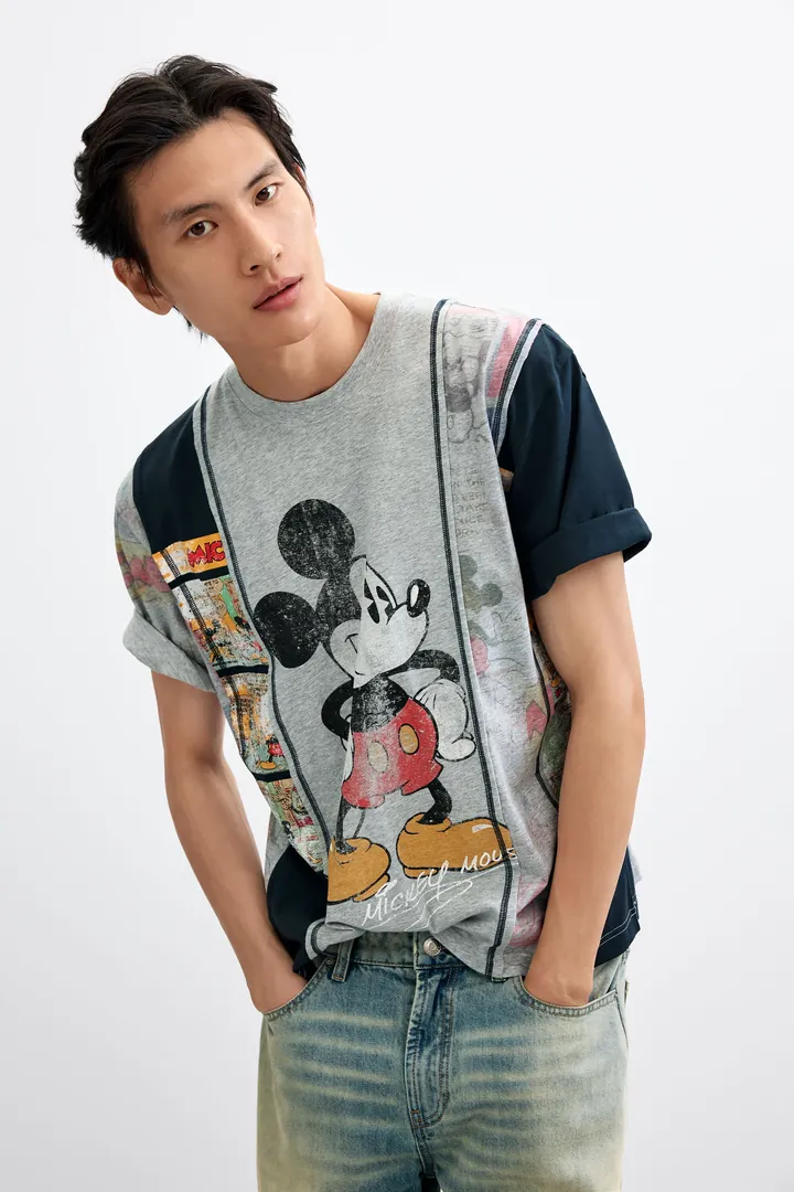 Desigual, Camiseta collage Mickey™, Hombre, Algodon, Azul, L
