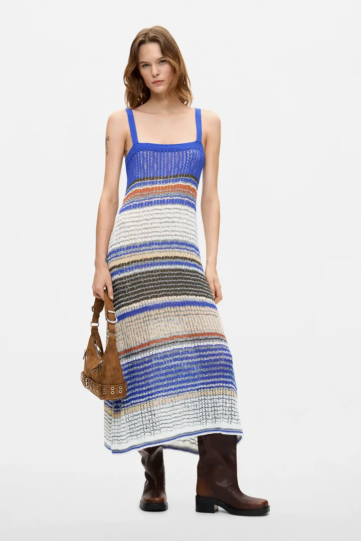 Desigual, Vestido Punto Largo, Mujer, Azul, L