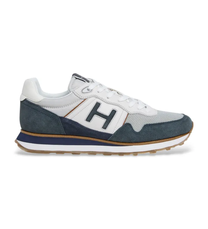 Hackett London para hombre. HMS21446 Zapatillas De Piel Telfor Vibesun marino (40), Plano, Cordones, Casual