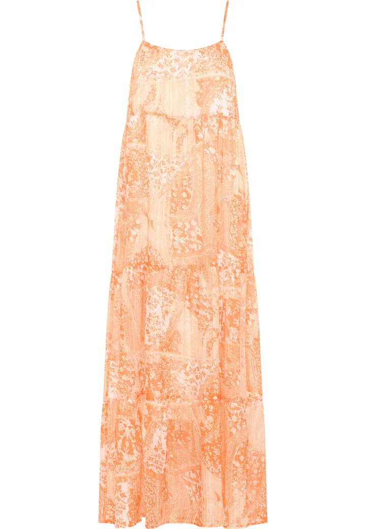 IZIA Vestido de verano naranja pastel / blanco