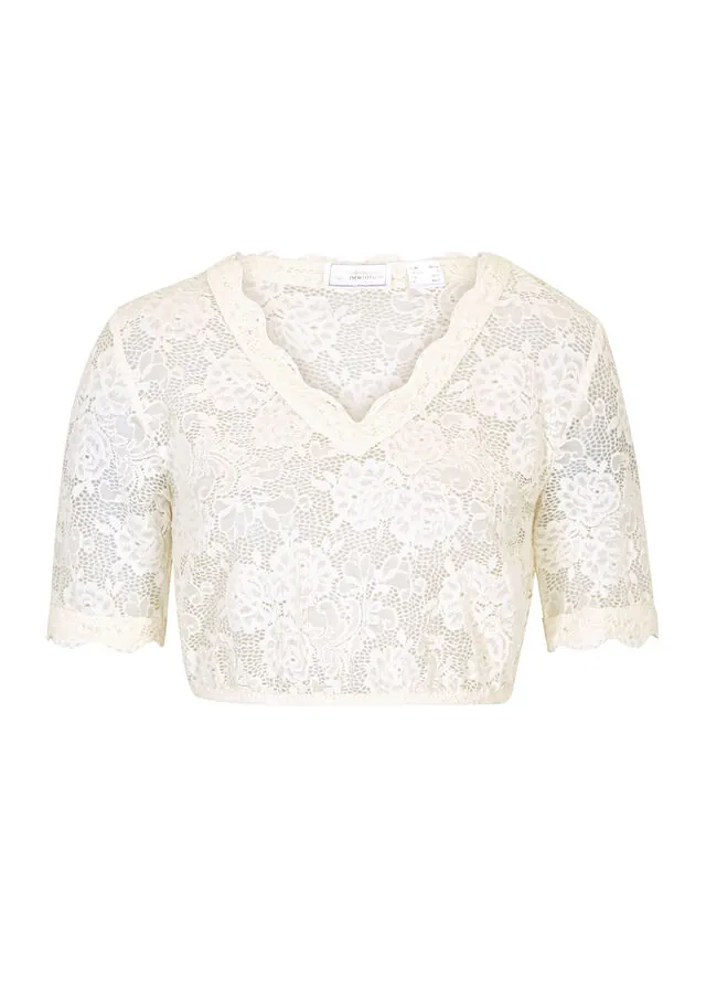 Blusa tirolesa de encaje con botones
