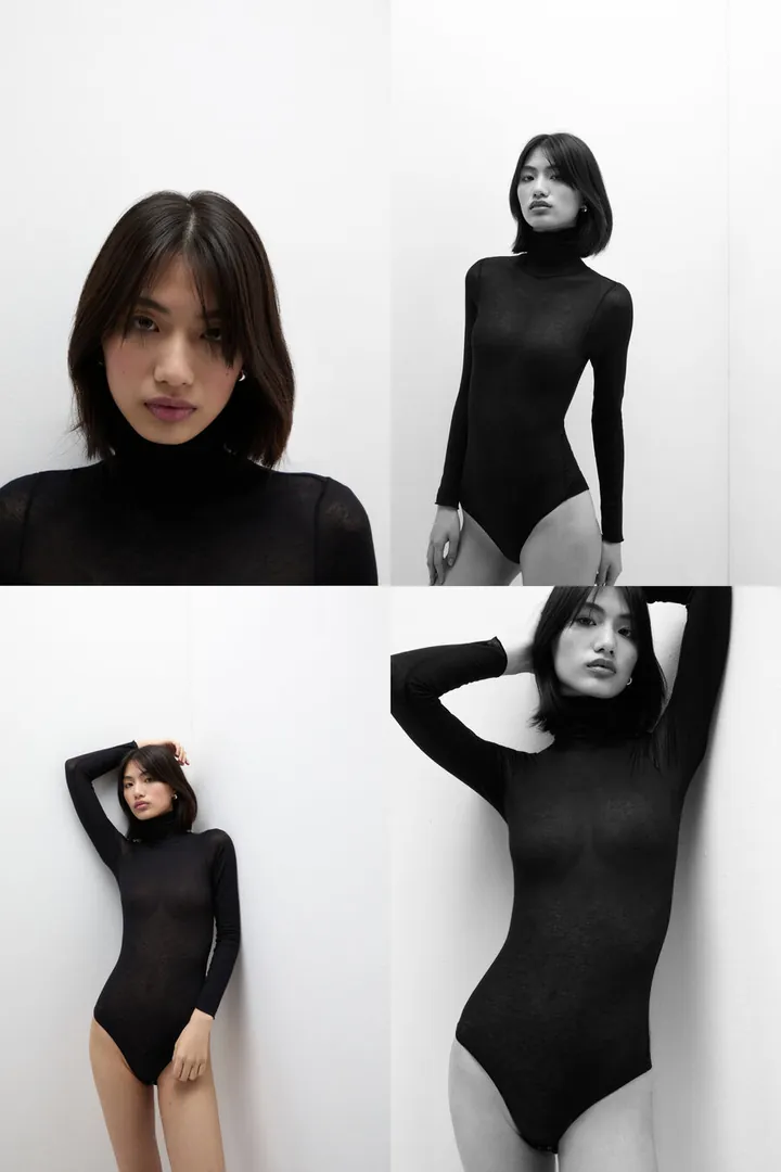 Intimissimi Body de Cuello Alto de Modal Ultraligero con Cashmere Mujer Marfil Tamaño L