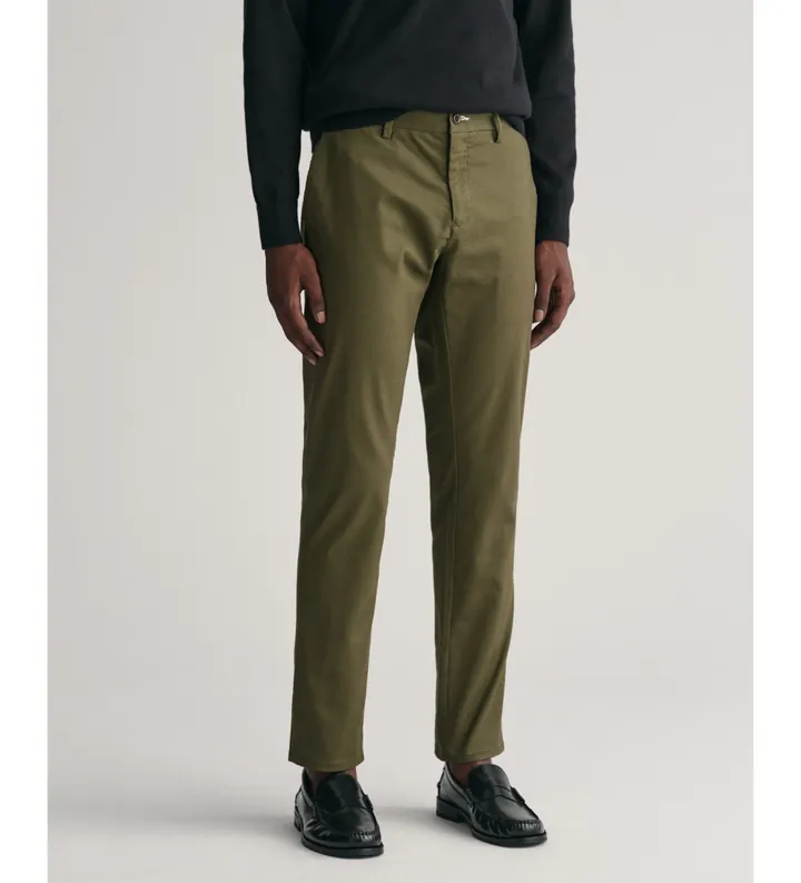 Gant para hombre. 1505220 Pantalones chinos Slim Fit Tech Prep verde (29/34), Casual, Algodón, Algodón Orgánico