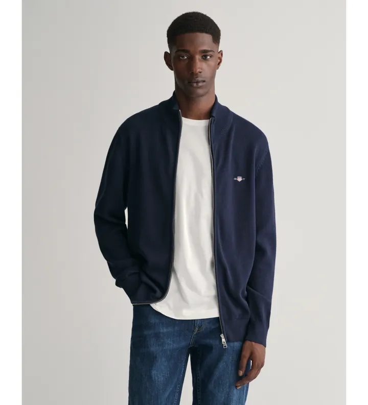 Gant para hombre. 8030164 Cárdigan con cremallera Casual Cotton marino (3XL), Algodón, Manga larga