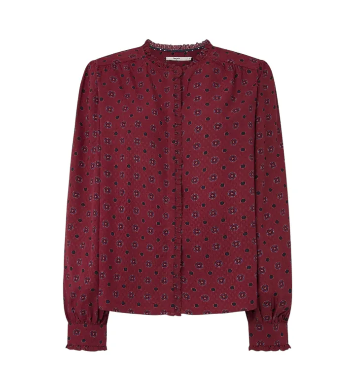 Pepe Jeans para mujer. PL304943 Blusa Ora granate (M), Casual, Viscosa, Manga larga