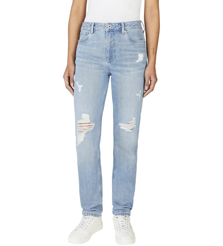 Pepe Jeans para mujer. PL204591RI6 Jeans en fit taper Violet azul (27/30), Casual, Algodón, Denim, Sostenible