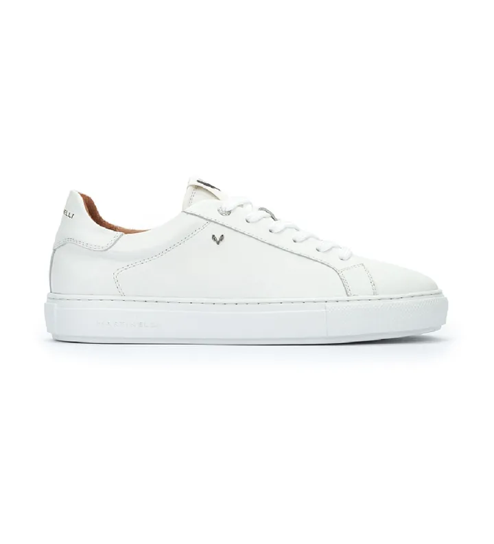 Martinelli para hombre. 1738-2950S Zapatillas de piel Hastings blanco (39), Plano, Cordones, Casual