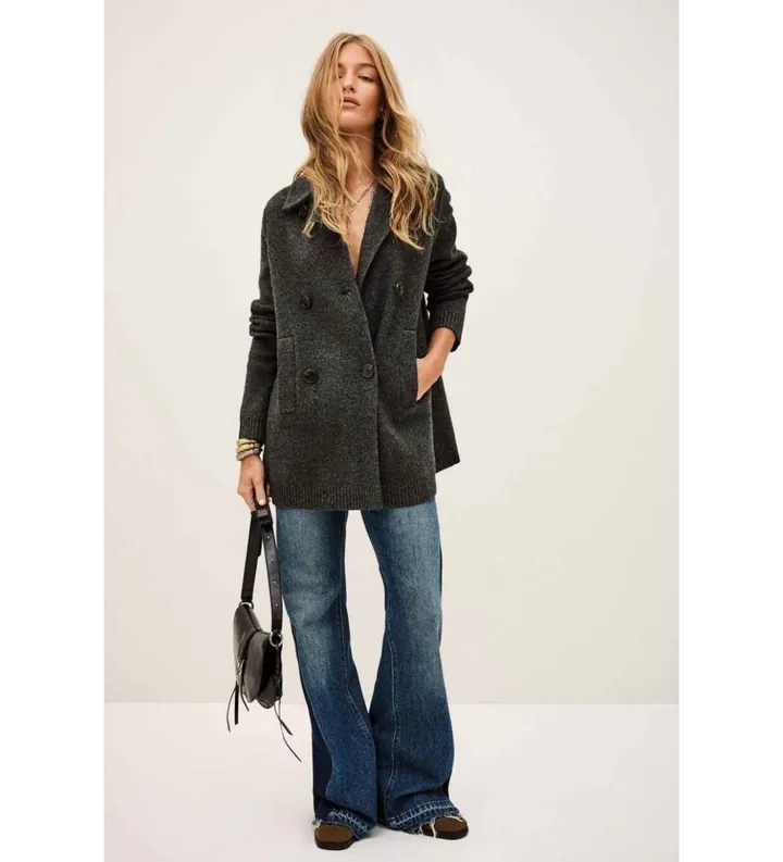 BA&SH para mujer. 1H25VEST Cárdigan Vesta gris oscuro (2), Casual, Lana