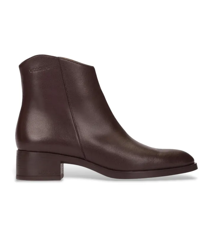 Wonders para mujer. D-1801 Botines de piel Bonjour marrón (36), 1 a 3cm, Cremallera, Casual