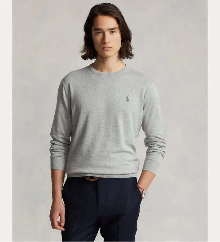 Polo Ralph Lauren para hombre. 710684957003 Jersey Slim Fit gris (L), Casual, Algodón