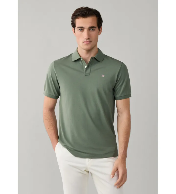 Hackett London para hombre. HM5600169 Polo Classic Fit Logo verde (M), Casual, Algodón, Manga corta