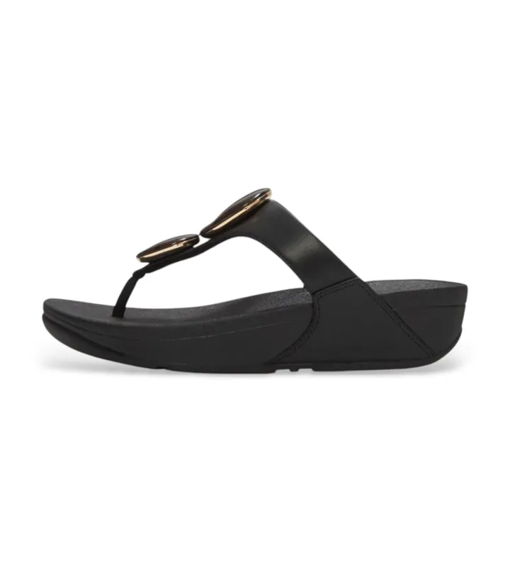 Fitflop para mujer. A4T-001 Sandalias Lulu Marbled-Stone Toe-Post negro (37), Piel, 1 a 3cm, Ninguno, Casual