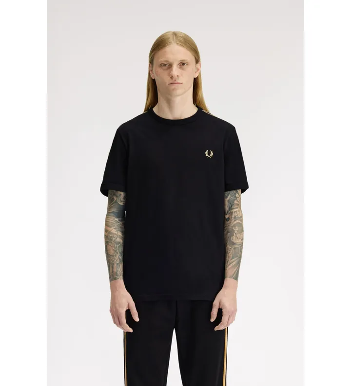 Fred Perry para hombre. M4613 Camiseta M4613 negro (M), Casual, Algodón, Manga corta