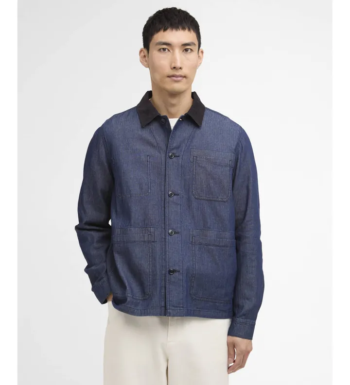 Barbour international para hombre. MOS0472 Sobrecamisa Piligan marino (L), Casual, Algodón