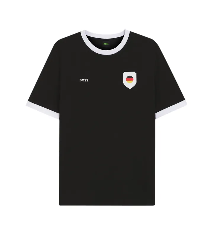 BOSS para hombre. 50562134 Camiseta con bandera negro (L), Casual, Manga corta, Algodón Orgánico