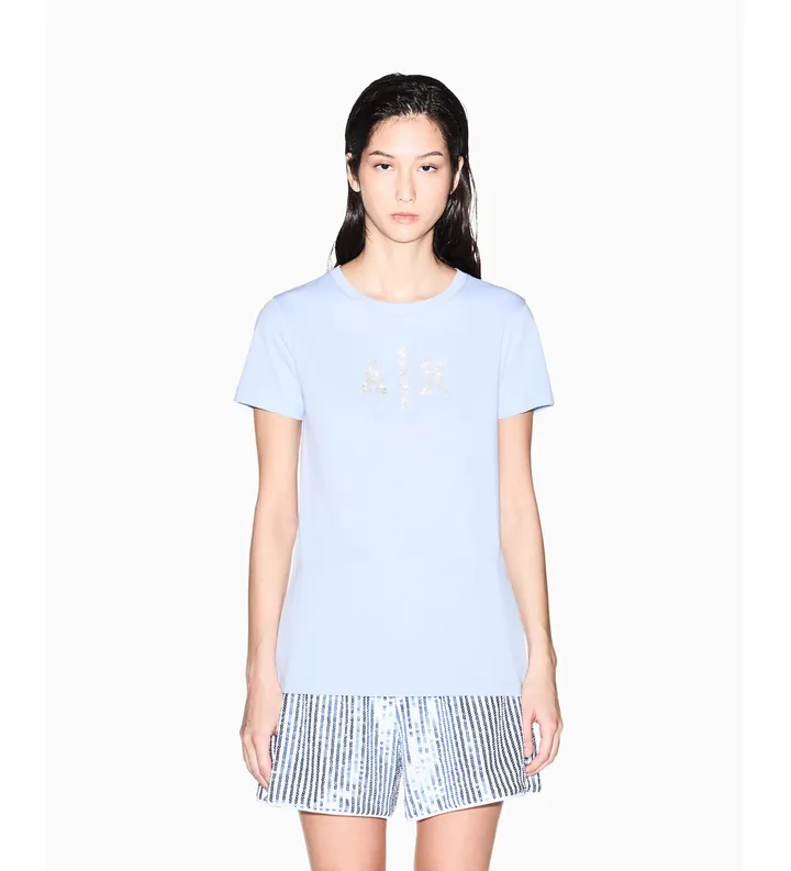 A|X Armani Exchange para mujer. XW002348AF10356U9333 Camiseta Regular azul (L), Casual, Algodón, Manga corta