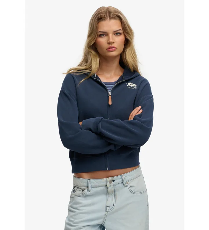 Superdry para mujer. W2012598A Sudadera Heritage Hamptons Ziphood marino (L), Casual, Algodón