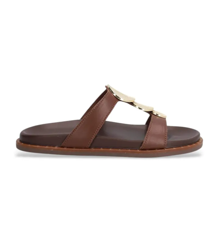 Alpe para mujer. 557917 Sandalias de piel Isabella marrón (37), Plano, Ninguno, Casual