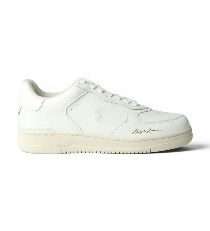 Polo Ralph Lauren para hombre. 809P13086001 Zapatillas de Piel Masters Low blanco (40), Plano, Cordones, Casual