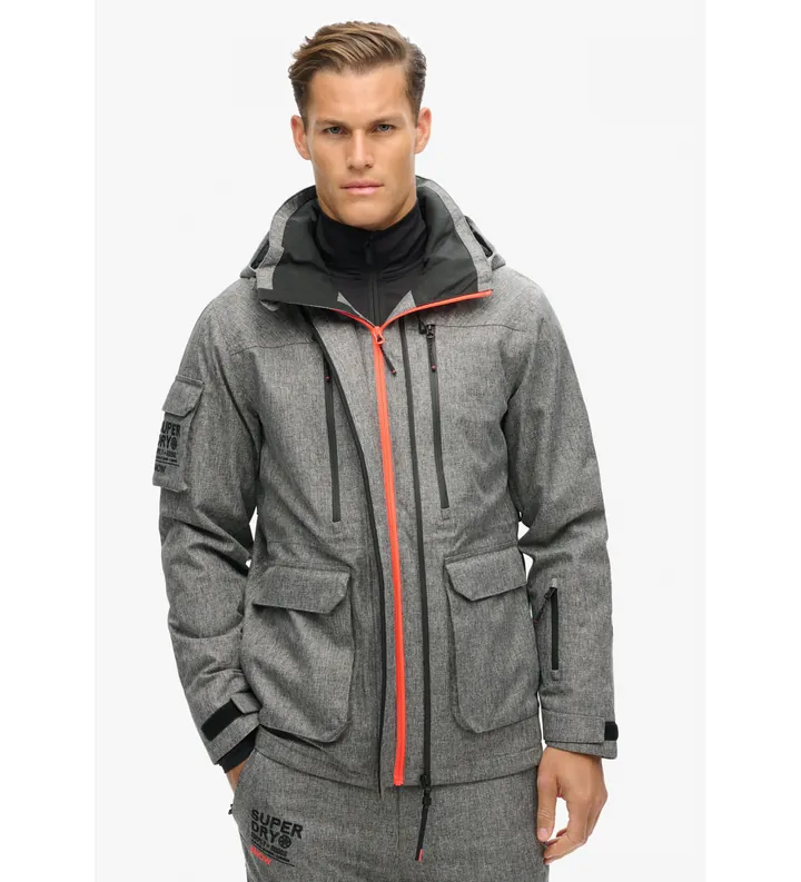 Superdry para hombre. MS110176A Chaqueta de esquí Peak Rescue gris (L), Deportivo, Nieve, Elastano, Sostenible