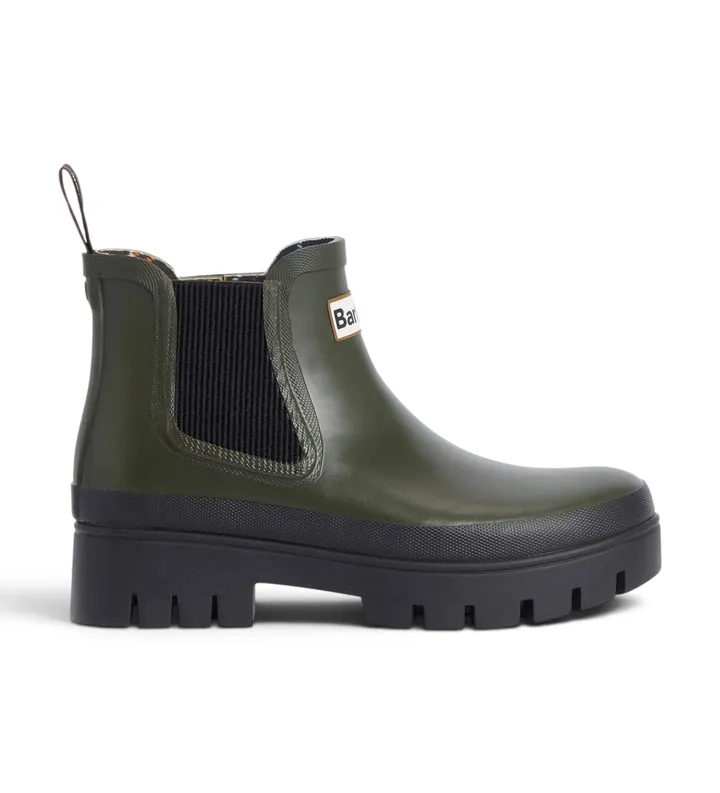 Barbour para mujer. LRF0100 Botines Halton Chelsea Welly verde (37), Plano, 1 a 3cm, Ninguno, Casual, Outdoor