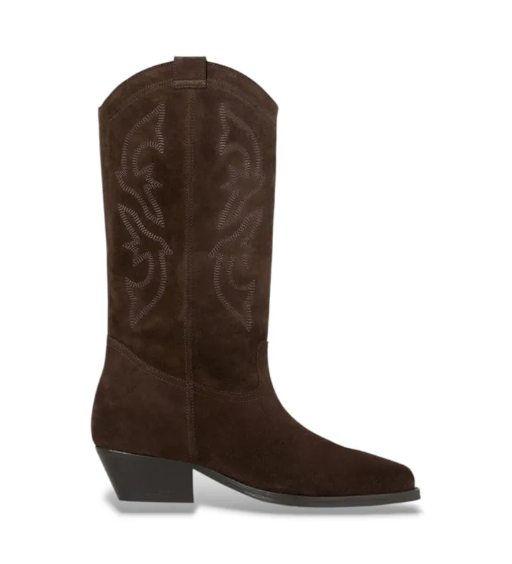 BA&SH para mujer. 2E26CLAU Botas de Piel Clau marrón oscuro (36), 1 a 3cm, Serraje, Ninguno, Casual