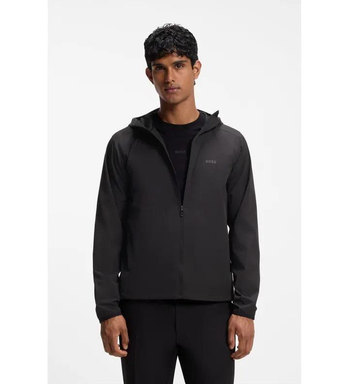 BOSS para hombre. 50561385 Chaqueta Airynix con capucha negro (3XL), Casual, Deportivo, Poliéster
