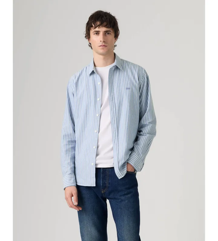 Levi's para hombre. 0085A-0003 Camisa Battery Housemark Standard azul (L), Casual, Algodón, Manga larga