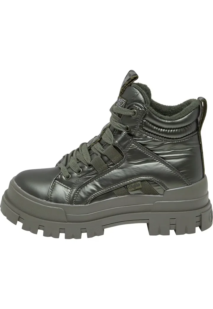 BUFFALO Botines con cordones 'Aspha'  verde oscuro