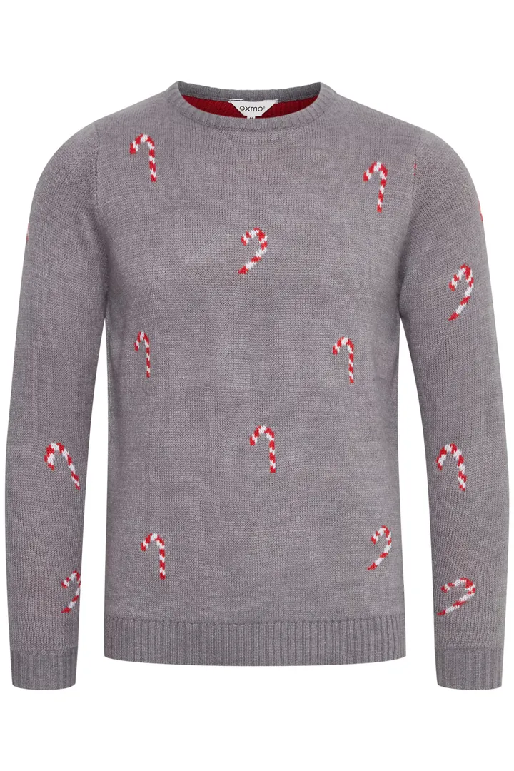 Oxmo Jersey 'Christel' gris moteado / rojo cereza / blanco