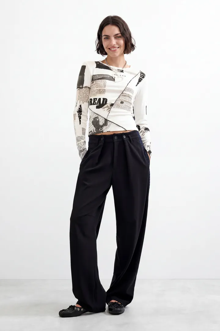 Desigual, Pantalón Largo Recto, Mujer, Negro, L