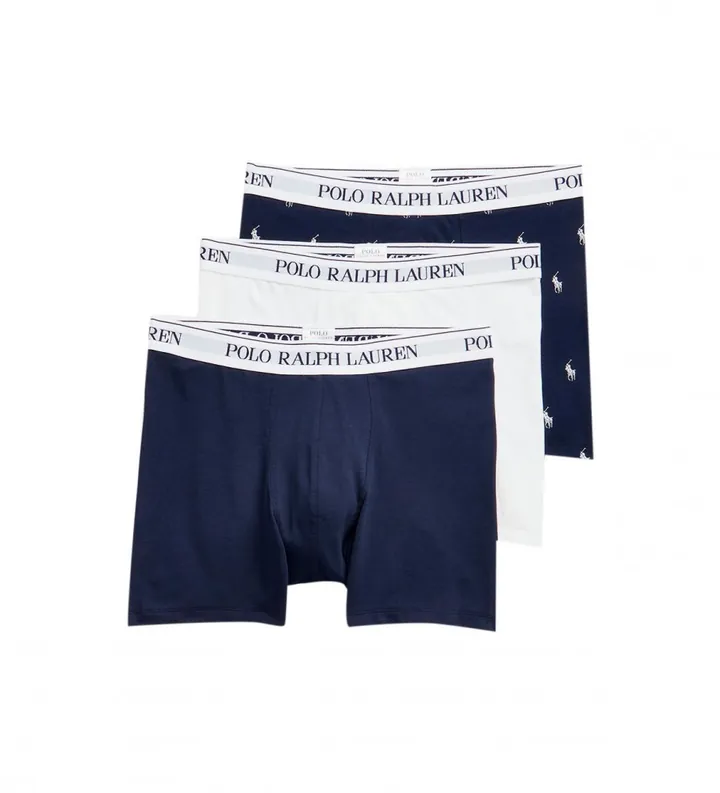 Polo Ralph Lauren para hombre. 714830299057 Pack de 3 boxers marino, estampado y blanco (L), Homewear, Algodón