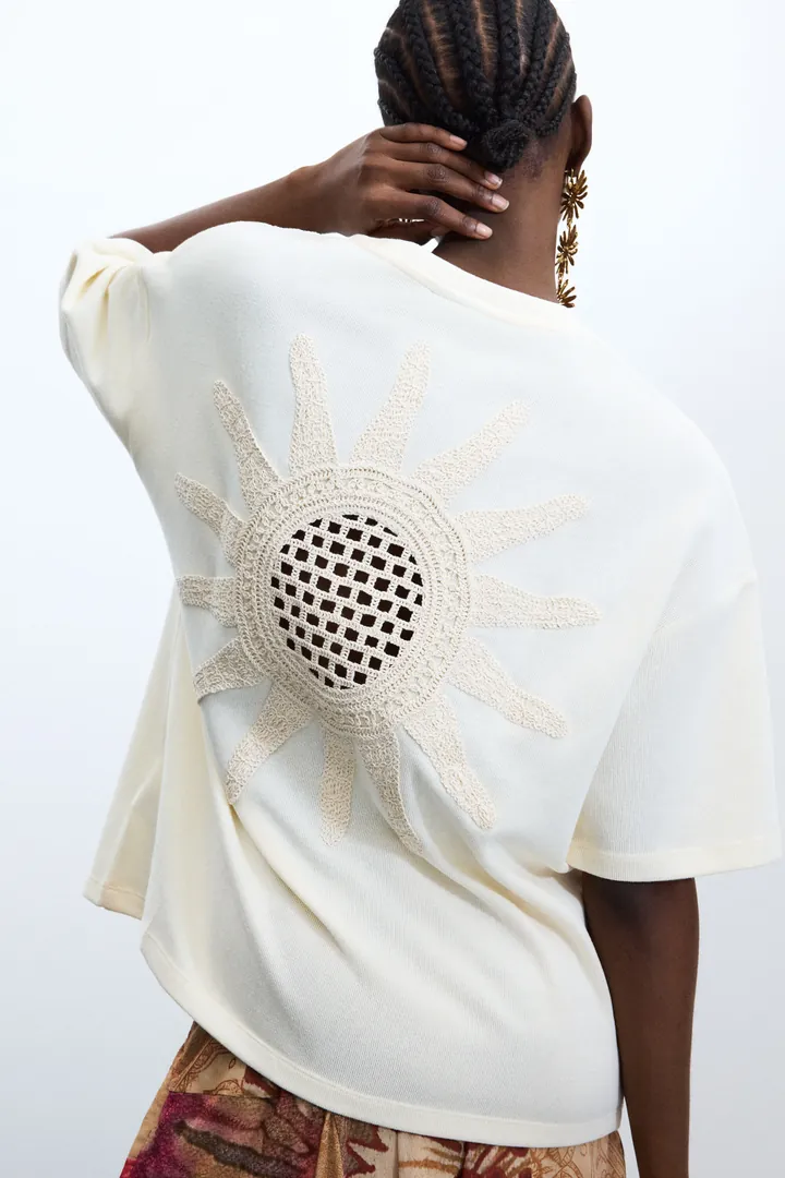 Desigual, Camiseta Punto Manga Corta, Mujer, Blanco, L