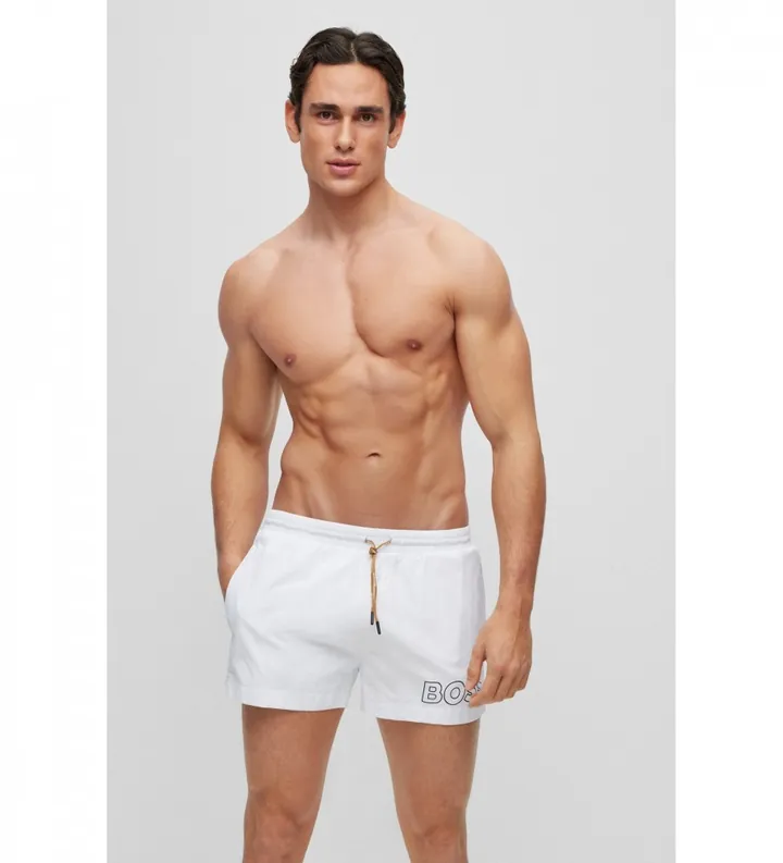 BOSS para hombre. 50469280 Bañador Short Blanco (XL), Beachwear, Poliamida