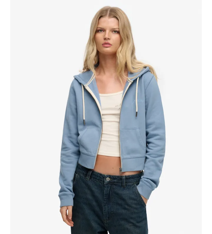 Superdry para mujer. W2012286A Sudadera Essential Logo Cropped azul (L), Casual, Algodón