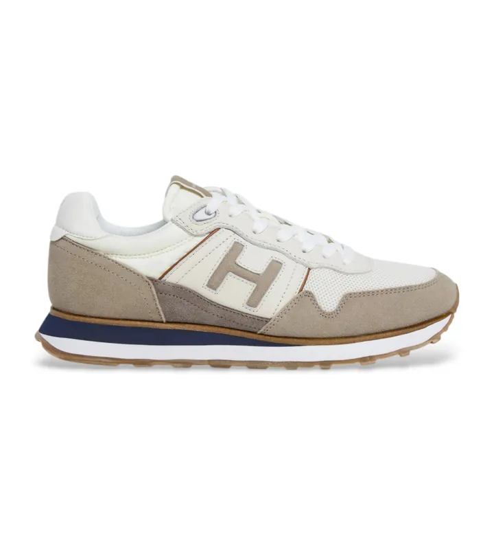 Hackett London para hombre. HMS21446 Zapatillas de piel Telfor Vibesun beige (40), Plano, Cordones, Casual