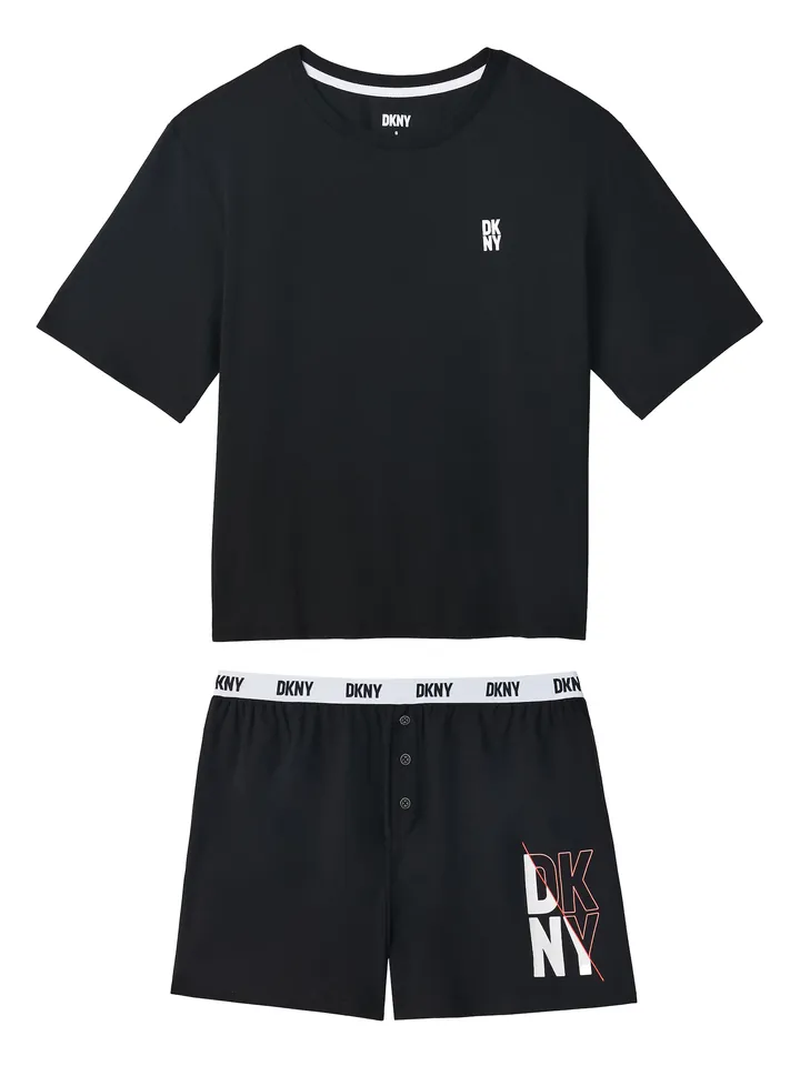 DKNY Pijama de pantalón corto  negro