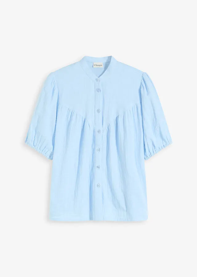 Blusa de manga corta de muselina ligera