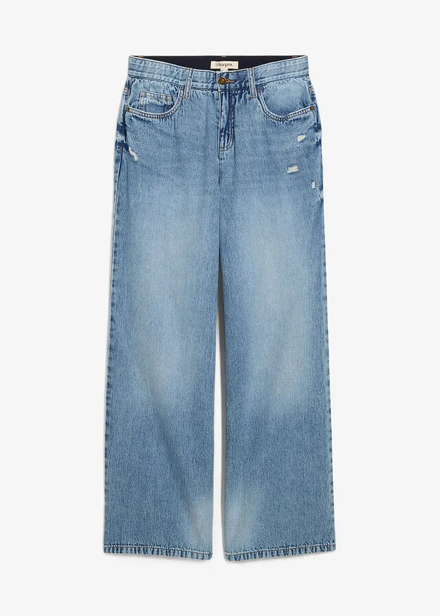 Vaqueros low stretch con perneras anchas y tiro medio