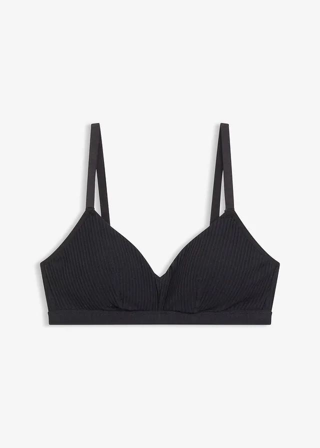 Bralette acolchado sin aros de algodón orgánico de canalé