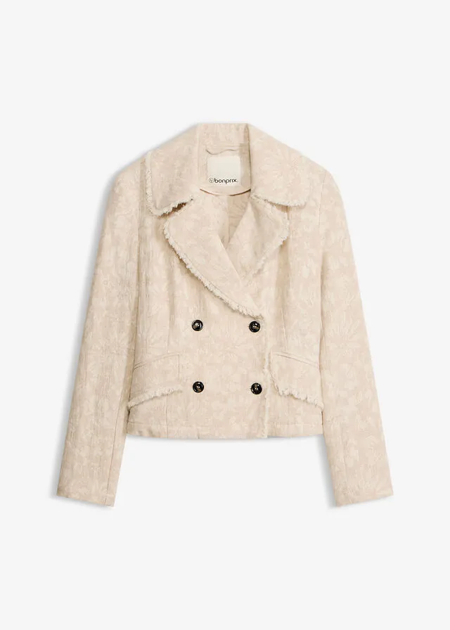 Chaqueta de jacquard de algodón con un toque de lino