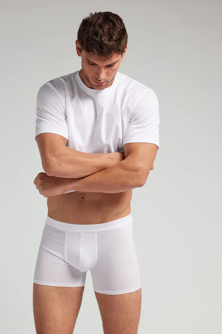 Intimissimi Bóxer de Algodón Mercerizado filo Premium Hombre Azul Claro Tamaño 38