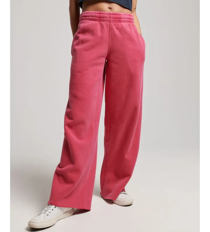 Superdry para mujer. W7010904A Pantalón jogger recto con efecto lavad rosa (L), Casual, Poliéster