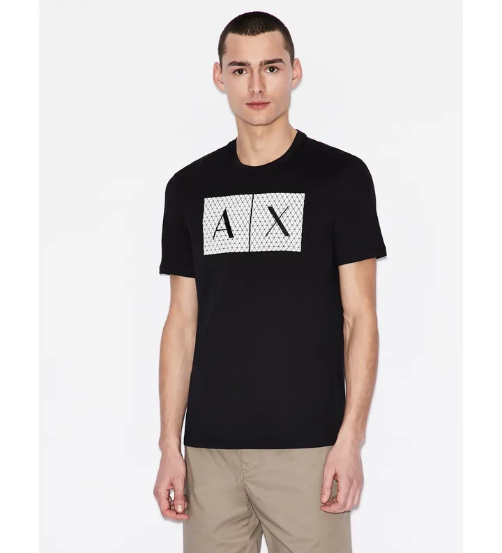A|X Armani Exchange para hombre. 8NZTCKZ8H4Z1200 Camiseta Cuadrados negro (L), Casual, Algodón, Manga corta