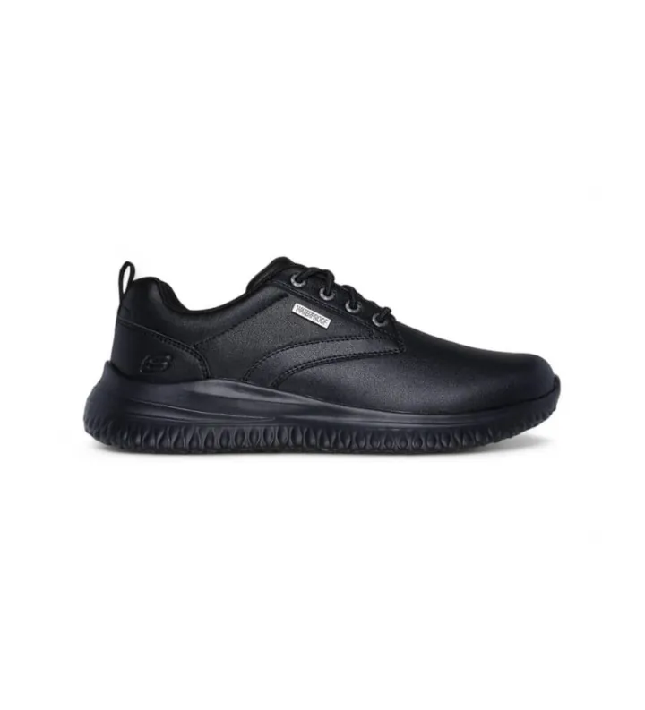 Skechers para hombre. 210661 Zapatillas de Piel Delson 3.0 Glavine negro (40), Plano, Cordones, Casual