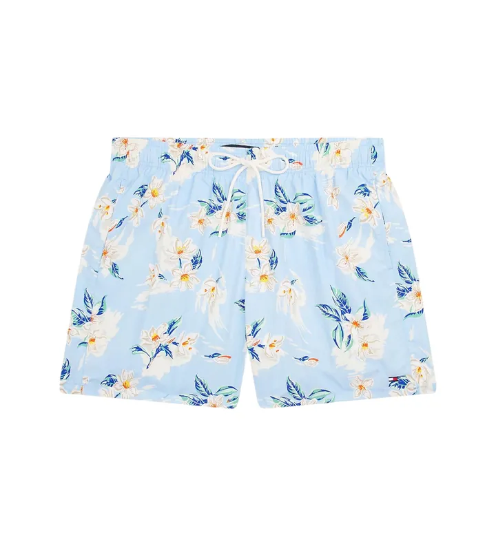 Tommy Hilfiger para hombre. UM0UM03491 Bañador corto de medio largo con estampado azul (S), Beachwear, Nylon