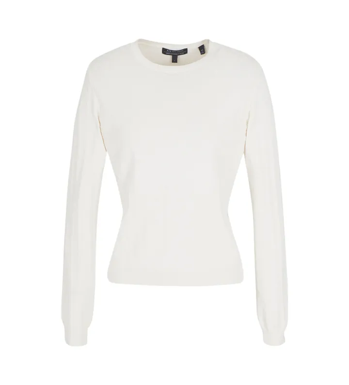 A|X Armani Exchange para mujer. XW000910AF10352F0056 Jersey ajustado con jacquard de monograma blanco (L), Casual, Viscosa